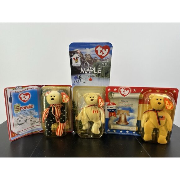 TY Teenie BEANIE "Spangle The BEAR, Liberty The Bear & Spangle The Bear (AB) - Picture 1 of 5